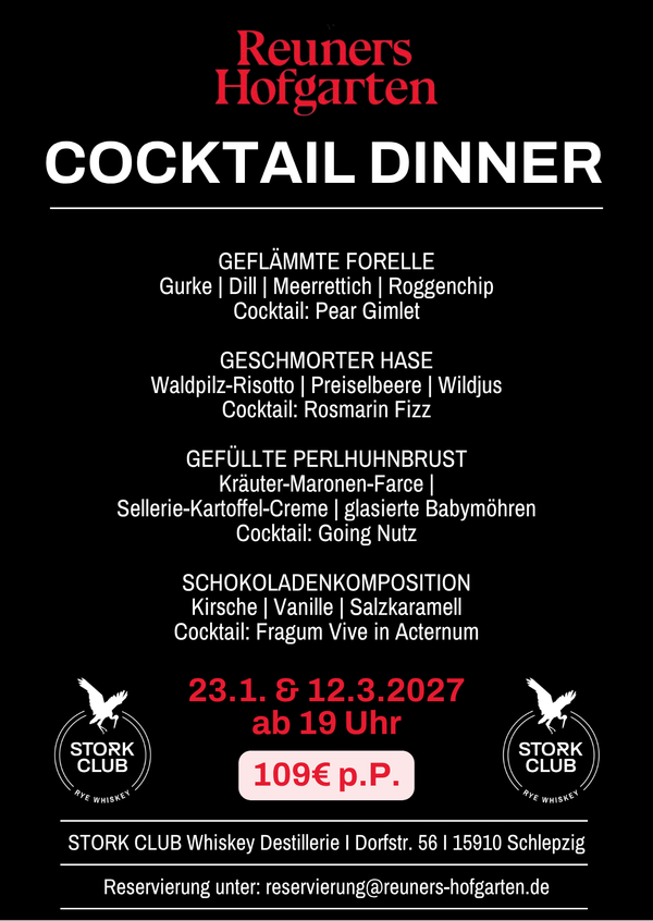 2027 STORK CLUB & REUNERS HOFGARTEN COCKTAIL DINNER 23.01.27 I 19 Uhr