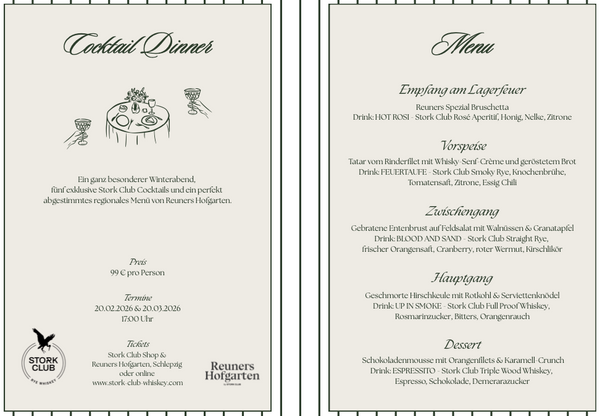 STORK CLUB & REUNERS HOFGARTEN COCKTAIL DINNER 20.02.26 I 17 Uhr